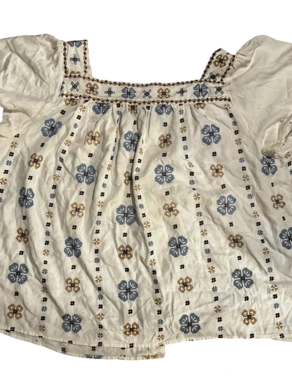 Torrid Beach Linen Eyelet Trim Shirt Embroidered Square neck top - Picture 6 of 6